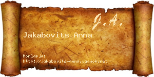 Jakabovits Anna névjegykártya