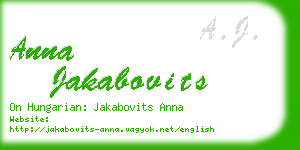 anna jakabovits business card